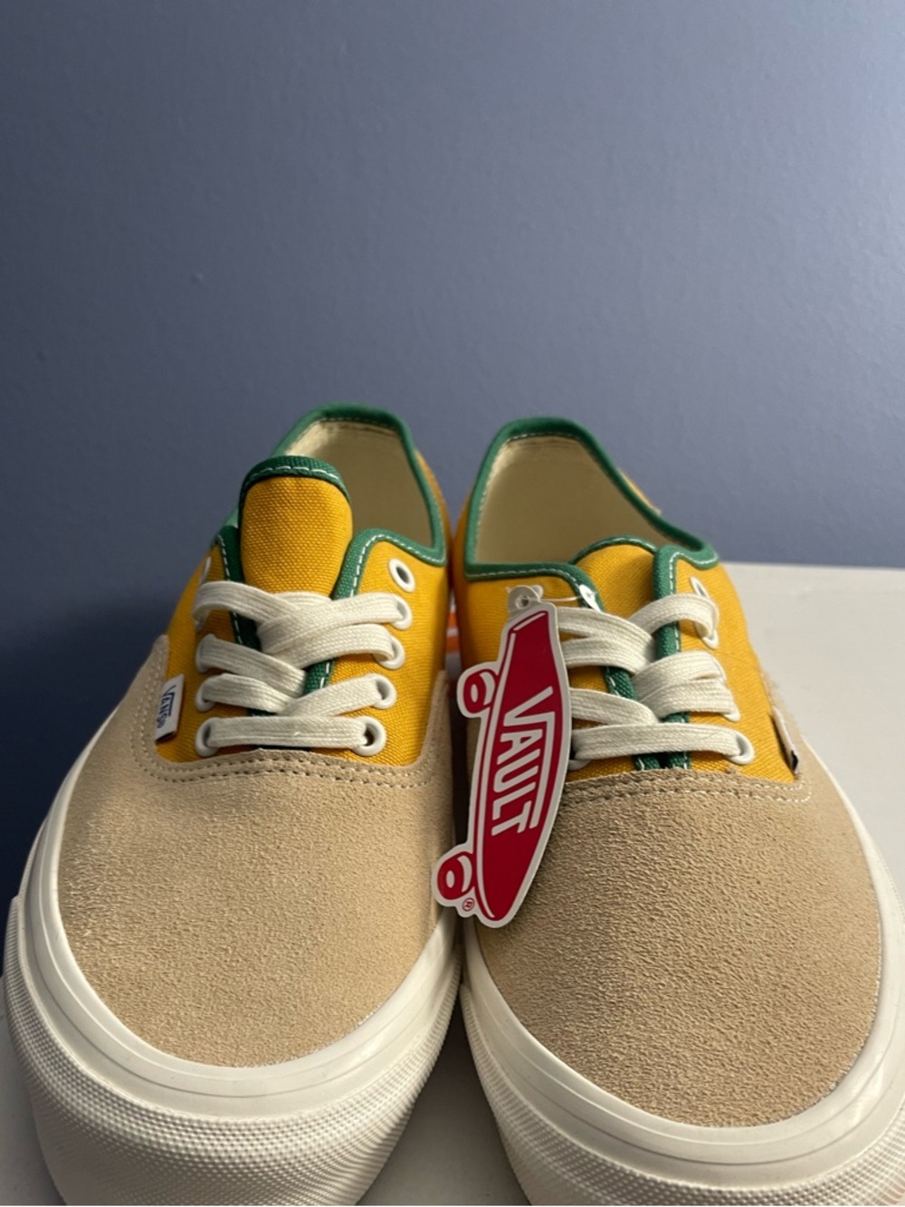 NEW Vans OG Authentic Lx SuedeCanvas MariGold Marshmallow YellowGreen Sz 9.5 - Picture 2 of 5